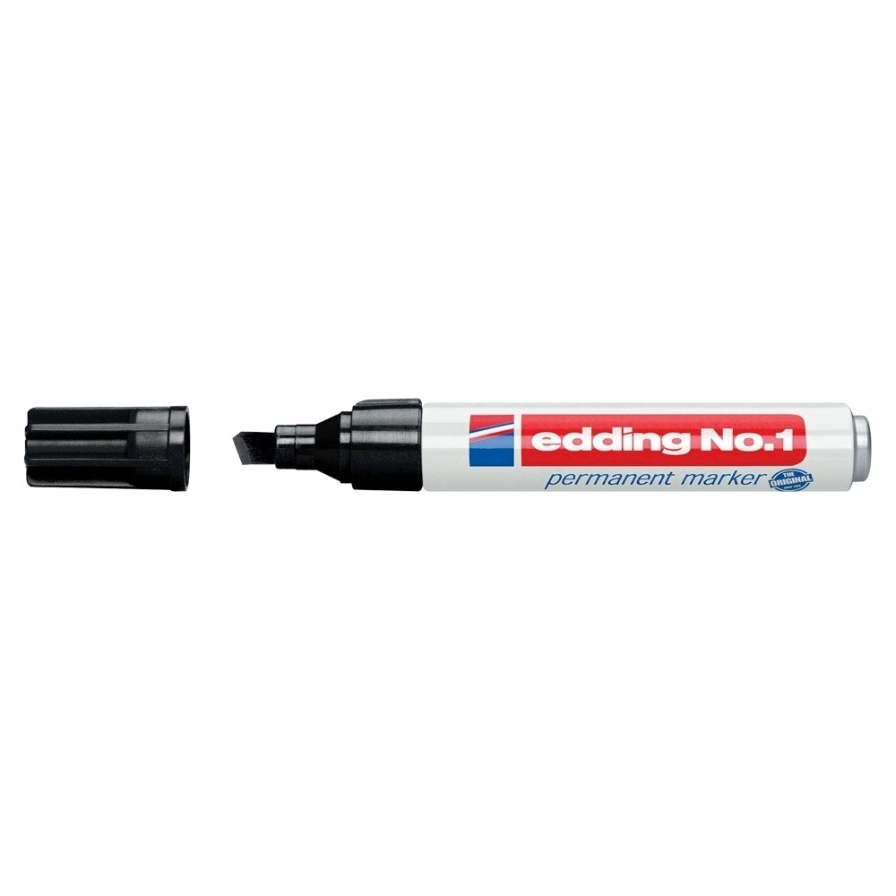 Marker permanent Edding No. 1, corp aluminiu, varf retezat, 1-5 mm, negru Marker permanent Edding No. 1, corp aluminiu, varf retezat, 1-5 mm, negru